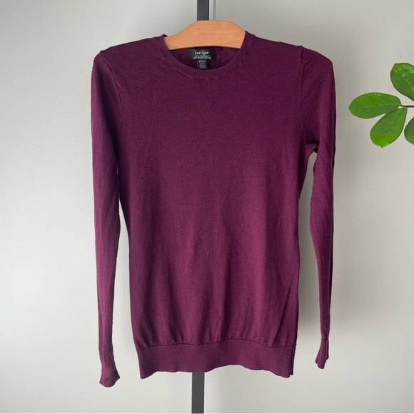 Lord & Taylor Sweaters - Lord & Taylor Extra Fine Merino Wool Crewneck Knit Sweater Maroon Purple Size XS
